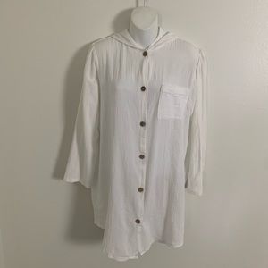 Le Cove White hooded long swimsuit cover up medium